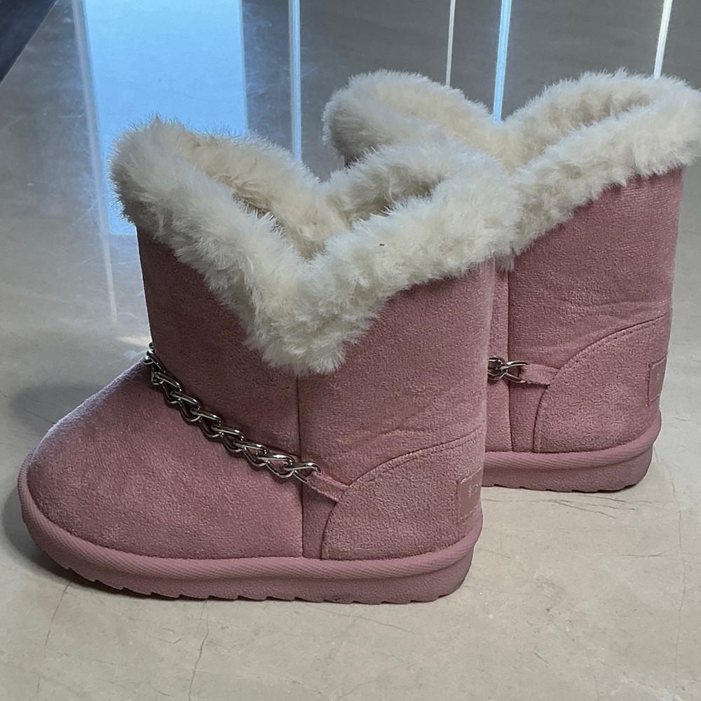 bebe, Pink Micro Fiber, Fur-Lined Winter Boots, Girls Toddler 8